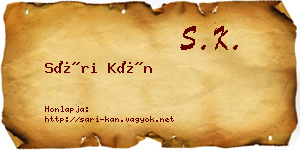 Sári Kán névjegykártya